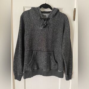 Billabong Men's Distressed Hoodie with Buttons Size Medium Dark Gray Surfer